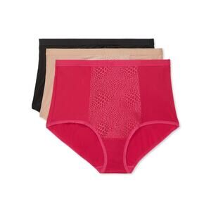 Warners 2XL 3-Pack Blissful Benefits Tummy Smoothing Microfiber Briefs I28-17